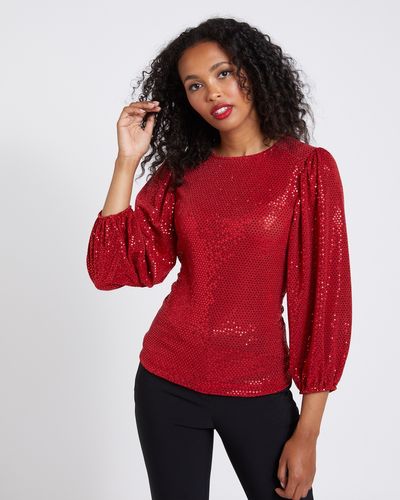 Savida Balloon Sleeve Sequin Top